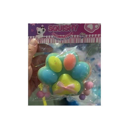 Jucarie Antistres Squishy, Klevo, cu Revenire Lenta, Squeeze Pinch Family, Model Cat Paw, 12.5x10.5 cm, 220g, Ambalaj Transparent, Model 022, Multicolor