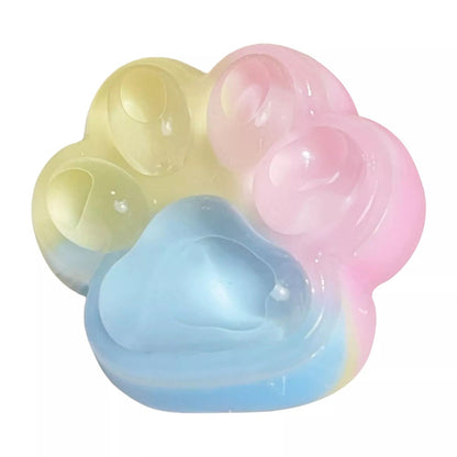 Jucarie Antistres Squishy, Klevo, cu Revenire Lenta, Squeeze Pinch Family, Model Cat Paw, 6.5 x 6 cm, din Tpr, 4-6 Ani, Model Curcubeu, Multicolor cu Insertii