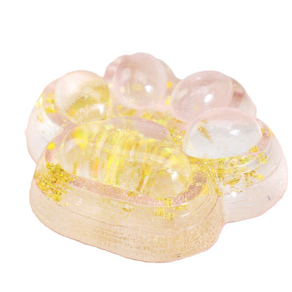 Jucarie Antistres Squishy, Klevo, cu Revenire Lenta, Squeeze Pinch Family, Model Cat Paw, 6.5 x 7 cm, din Tpr, 4-6 Ani, Model 2 Flori, Transparent