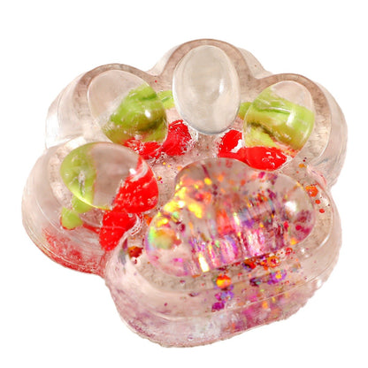 Jucarie Antistres Squishy, Klevo, cu Revenire Lenta, Squeeze Pinch Family, Model Cat Paw, 6.5 x 7 cm, din Tpr, 4-6 Ani, Model 5 Fructe, Transparent