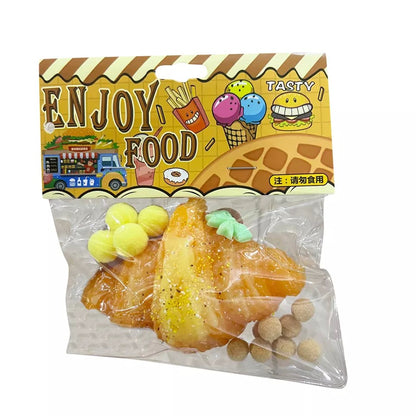 Jucarie Antistres Squishy, Klevo, cu Revenire Lenta, Squeeze Pinch Family, Model Croissant, 10x8 cm, 90g, Ambalaj Transparent, Maro