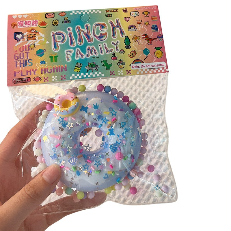 Jucarie Antistres Squishy, Klevo, cu Revenire Lenta, Squeeze Pinch Family, Model Gogoasa, 6x6 cm, 99g, Ambalaj Transparent, Albastru