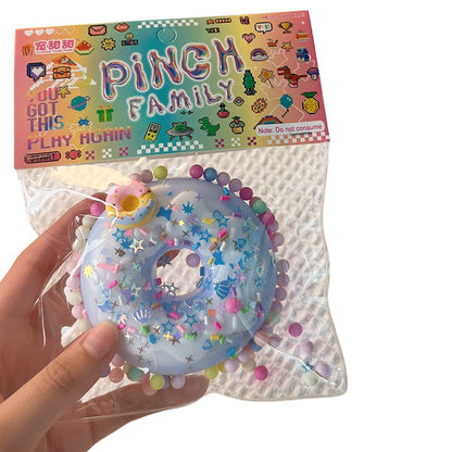 Jucarie Antistres Squishy, Klevo, cu Revenire Lenta, Squeeze Pinch Family, Model Gogoasa, 6x6 cm, 99g, Ambalaj Transparent, Albastru