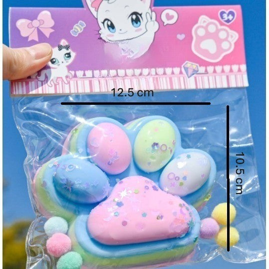 Jucarie Antistres Squishy, Klevo, cu Revenire Lenta, Model Labuta de Pisica, 200g, 12.5 x 10.5 cm Squeeze Pinch Family, Ambalaj Transparent, Model 4