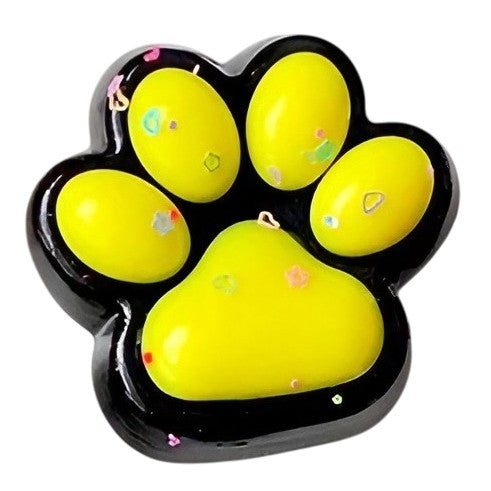 Jucarie Antistres Squishy, Klevo, cu Revenire Lenta, Squeeze Pinch Family, Model Labuta de Pisica, 6.8x6.2 cm, 55g, Ambalaj Transparent, Galben
