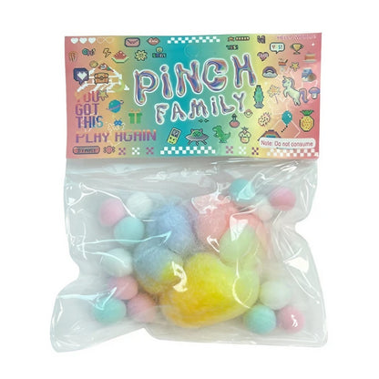 Jucarie Antistres Squishy, Klevo, cu Revenire Lenta, Squeeze Pinch Family, Model Labuta de Pisica Pufoasa, 6x6 cm, 70g, Ambalaj Transparent, Multicolor