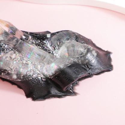 Jucarie Antistres Squishy, Klevo, cu Revenire Lenta, Squeeze Pinch Family, Model Labuta de Pisica cu Sclipici, 6.5x6 cm, 60g, Ambalaj Transparent, Alb-Negru