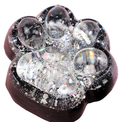 Jucarie Antistres Squishy, Klevo, cu Revenire Lenta, Squeeze Pinch Family, Model Labuta de Pisica cu Sclipici, 6.5x6 cm, 60g, Ambalaj Transparent, Alb-Negru