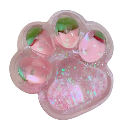 Jucarie Antistres Squishy, Klevo, cu Revenire Lenta, Squeeze Pinch Family, Model Labuta de Pisica cu Sclipici, 6.5x6 cm, 60g, Ambalaj Transparent, Roz