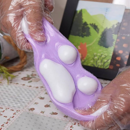 Jucarie Antistres Squishy, Klevo, cu Revenire Lenta,  Model Labuta de Pisica Pufoasa, 12.5x10.5 cm, 220g, Squeeze Pinch Family, Multicolor Albastru