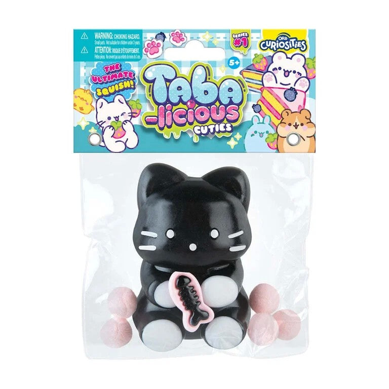Jucarie Antistres Squishy, Klevo, cu Revenire Lenta, Squeeze Pinch Family, Model Pisicuta, 10cm x6cm Ambalaj Transparent, 70 gr, Negru