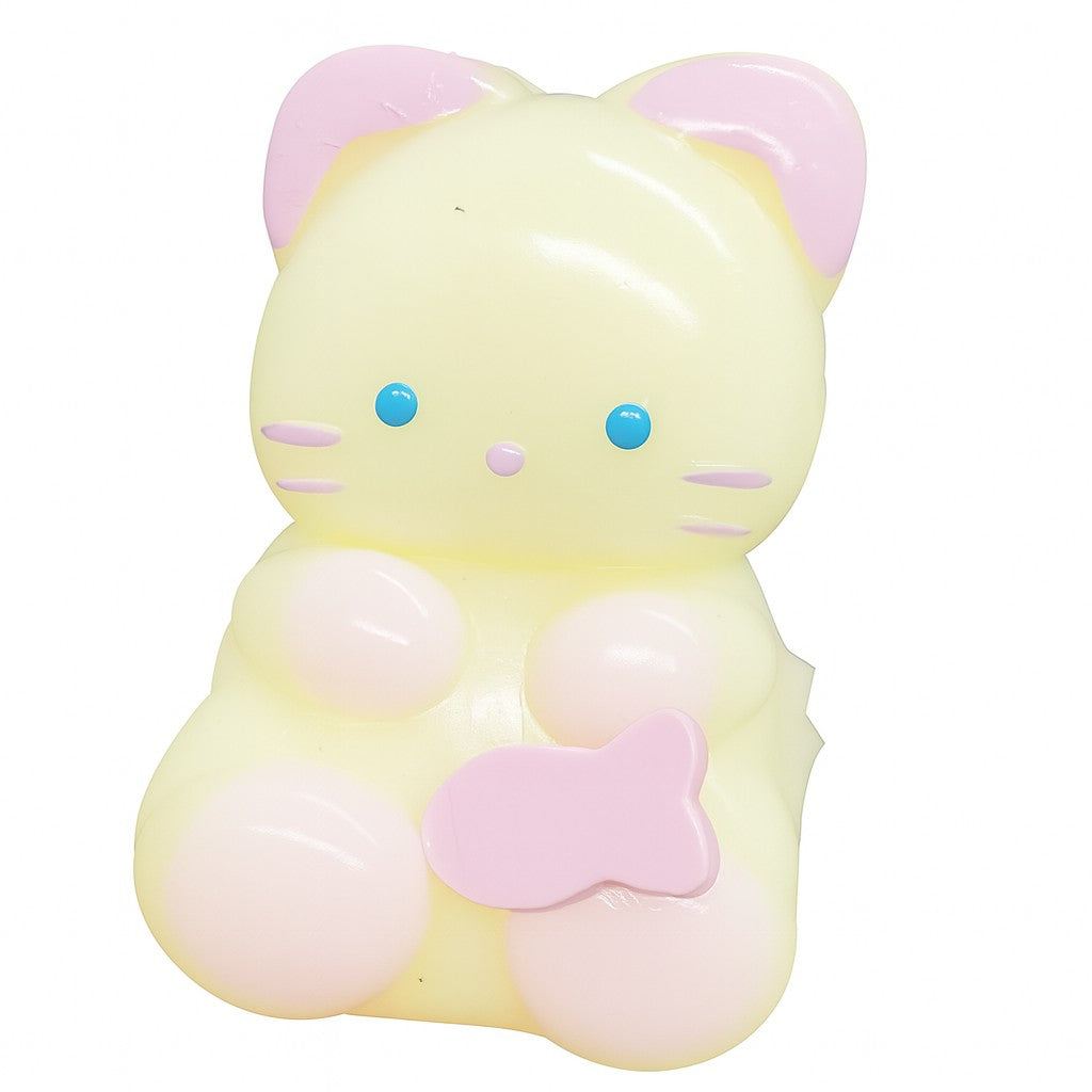 Jucarie Antistres Squishy, Klevo, cu Revenire Lenta, Model Pisicuta, Squeeze Pinch Family, 9 x 5.5 cm, Galben