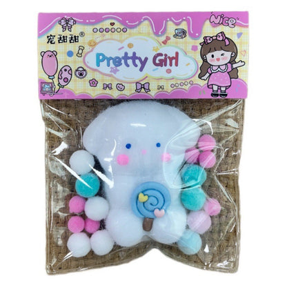 Jucarie Antistres Squishy, Klevo, cu Revenire Lenta, Squeeze Pretty Girl, Model Animalut, Ambalaj Transparent, Alb