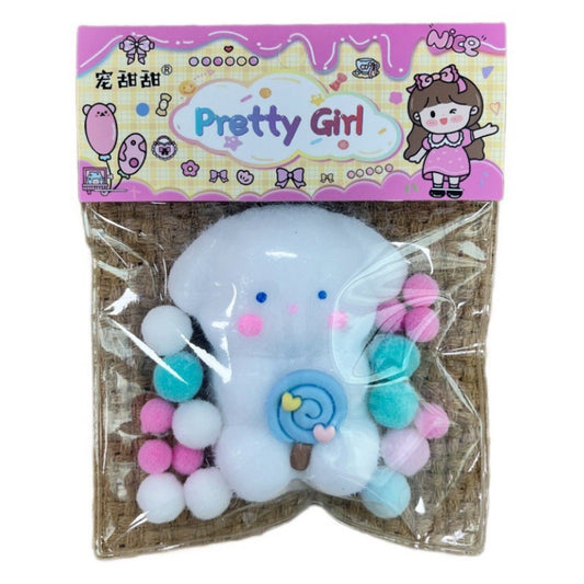 Jucarie Antistres Squishy, Klevo, cu Revenire Lenta, Squeeze Pretty Girl, Model Animalut, Ambalaj Transparent, Alb