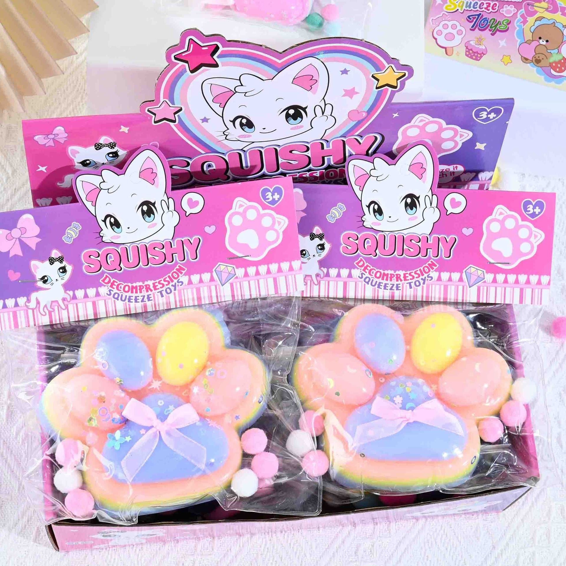 Jucarie Antistres Squishy, Klevo, cu Revenire Lenta, Squeeze Toys, Model Cat Paw, 12.5x10.5 cm, 220g, +3 Ani, din TPR, Model 3, Multicolor