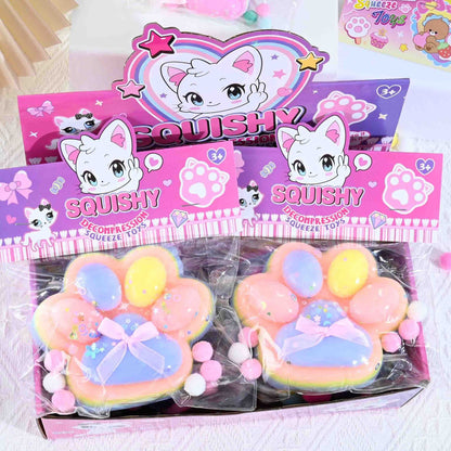 Jucarie Antistres Squishy, Klevo, cu Revenire Lenta, Squeeze Toys, Model Cat Paw, 12.5x10.5 cm, 220g, +3 Ani, din TPR, Model 3, Multicolor