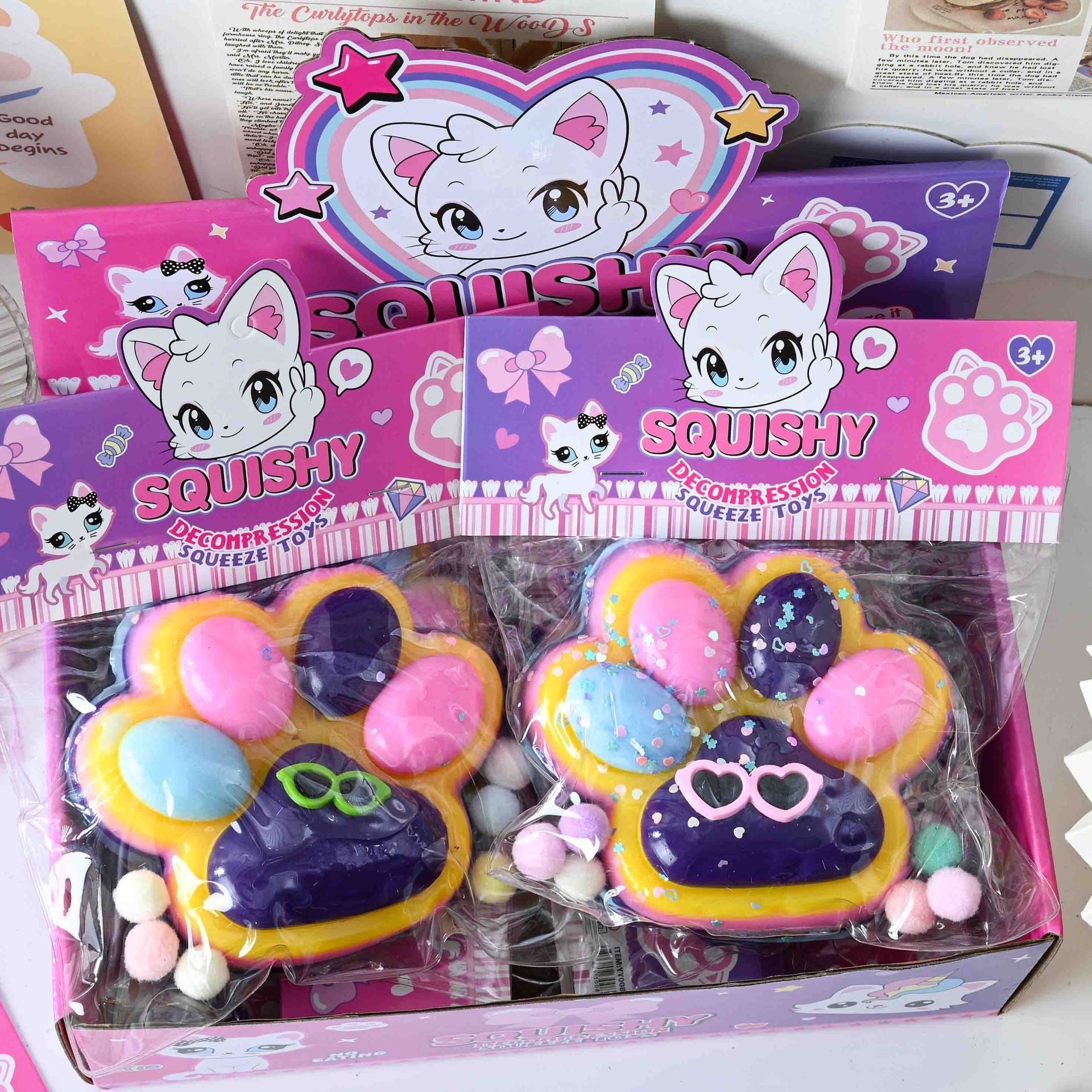 Jucarie Antistres Squishy, Klevo, cu Revenire Lenta, Squeeze Toys, Model Cat Paw, 12.5x10.5 cm, 220g, +3 Ani, din TPR, Model 5, Multicolor