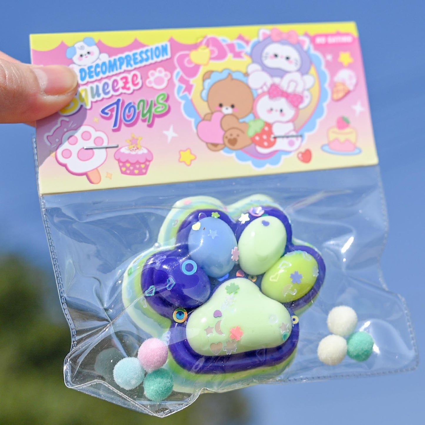 Jucarie Antistres Squishy, Klevo, cu Revenire Lenta, Squeeze Toys, Model Cat Paw, 12.5x10.5 cm, 220g, +3 Ani, din TPR, Model 6, Multicolor