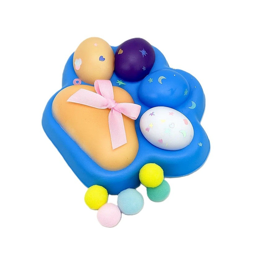 Jucarie Antistres Squishy, Klevo, cu Revenire Lenta, Squeeze Toys, Model Cat Paw, 12.5x10.5 cm, 220g, +3 Ani, din TPR, Model 7, Multicolor