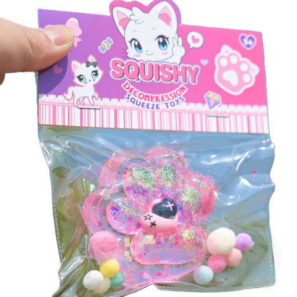 Jucarie Antistres Squishy, Klevo, Labuta de Pisica Squeeze Toys, cu Revenire Lenta, 7.5 cm, Model 270519, Multicolor