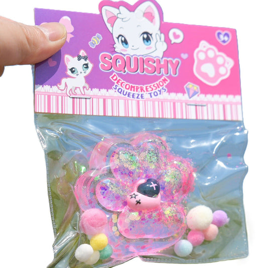 Jucarie Antistres Squishy, Klevo, Labuta de Pisica Squeeze Toys, cu Revenire Lenta, 7.5 cm, Model 270519, Multicolor