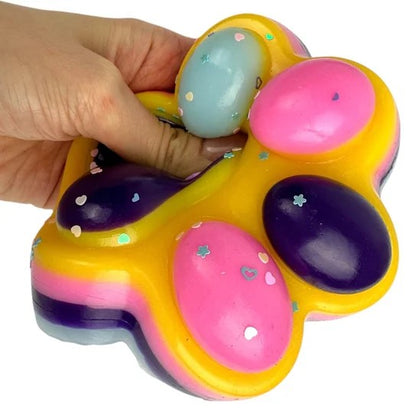 Jucarie Antistres Squishy, Klevo, Revenire Lenta, Model Labuta de Pisica, Squishy, BIG 12.5 x 10.5 cm, 220 g, Model 18, Roz Galben Mov