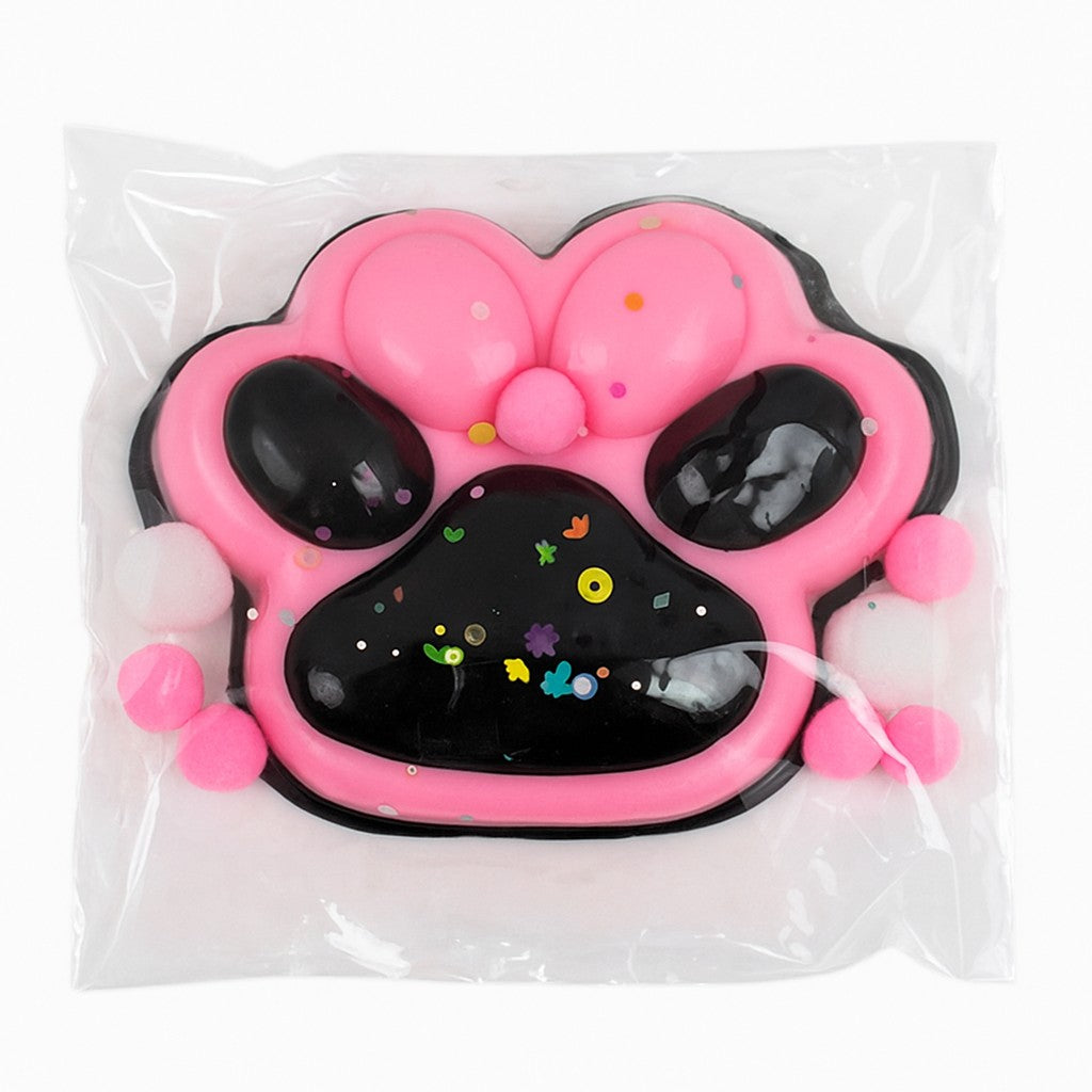 Jucarie Antistres Squishy, Klevo, Revenire Lenta, Model Labuta de Pisica, Squishy, BIG 12.5 x 10.5 cm, 220 g, Model 16, Roz Transparent Negru