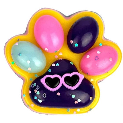 Jucarie Antistres Squishy, Klevo, Revenire Lenta, Model Labuta de Pisica, Squishy, BIG 12.5 x 10.5 cm, 220 g, Model 18, Roz Galben Mov