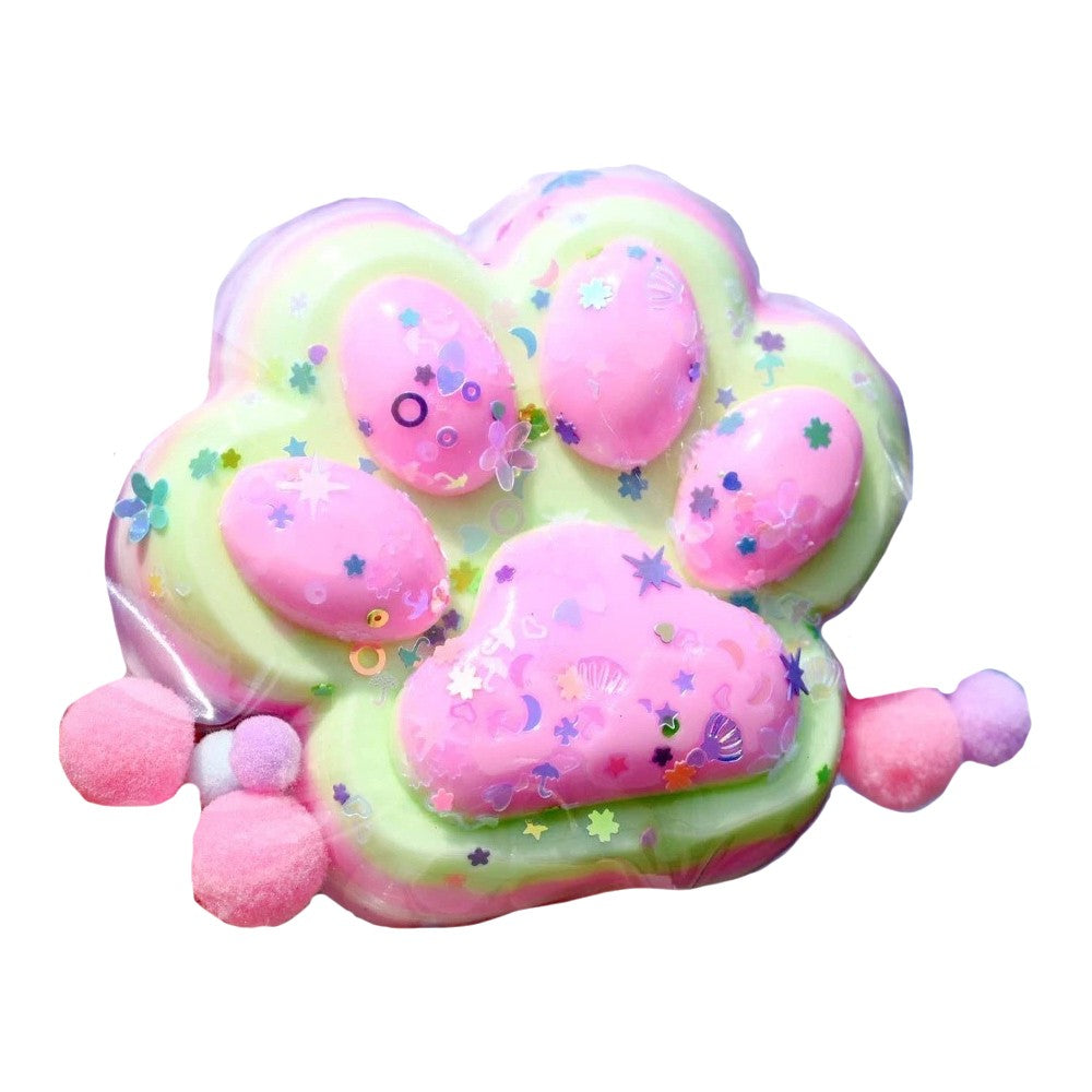 Jucarie Antistres Squishy, Klevo, Revenire Lenta, Model Labuta de Pisica, Squishy, BIG 12.5 x 10.5 cm, 220 g, Model 22, Roz Verde