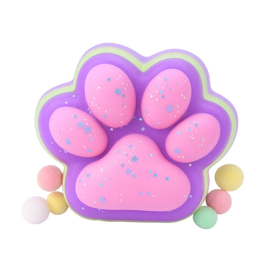 Jucarie Antistres Squishy, Klevo, Revenire Lenta, Model Labuta de Pisica, Squishy, BIG 12.5 x 10.5 cm, 220 g, Model 23, Multicolor Mov Roz