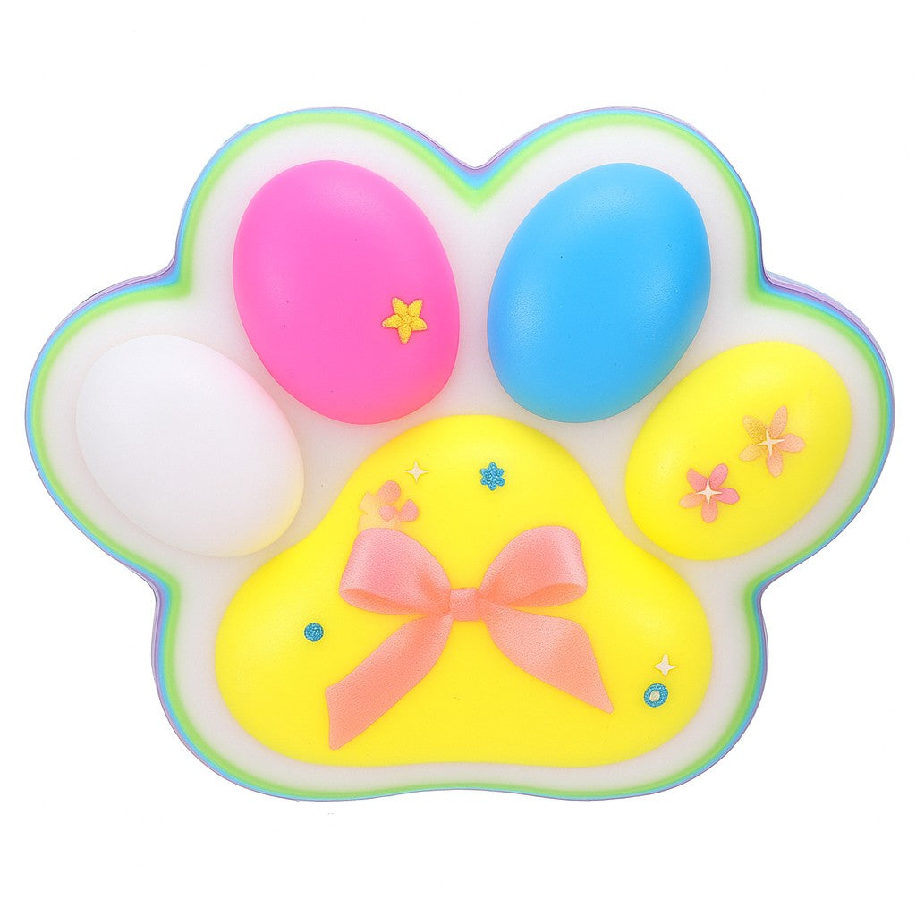Jucarie Antistres Squishy, Klevo, Revenire Lenta, Model Labuta de Pisica, Squishy, BIG 12.5 x 10.5 cm, 220 g, Model 24, Multicolor Alb Galben