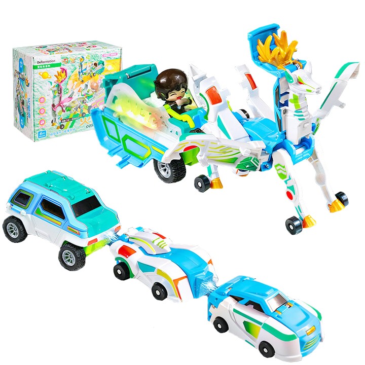 Jucarie Transformer Magnetica 3 in 1 Mars Deer Cosmic Planet, Klevo, 3 Masini Care se Transforma in Pegas Inaripat, Atractie Magnetica, 3+ Ani, din ABS, Albastru
