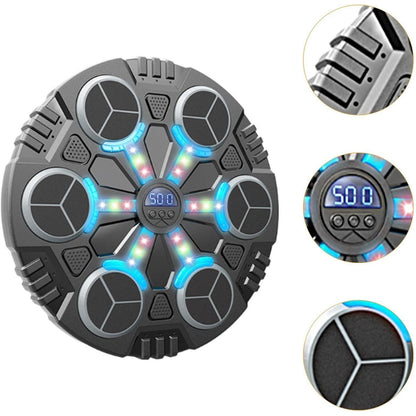 Jucarie de Boxat cu Muzica si Lumini, Klevo, Manusi Incluse, Bluetooth, Incarcare USB, Aplicare cu Ventuze, 6 Tinte, 32x27x3.5 cm, 930 g, Negru