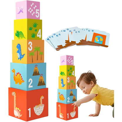 Jucarie de Construit, Klevo, Puzzle Box, Blocuri Stivuibile, 4-6 Ani, 5 Cuburi, 48 de Modele de Construit, 1 Manual, 12.8 x 12.8 x 12.8 cm, Multicolor