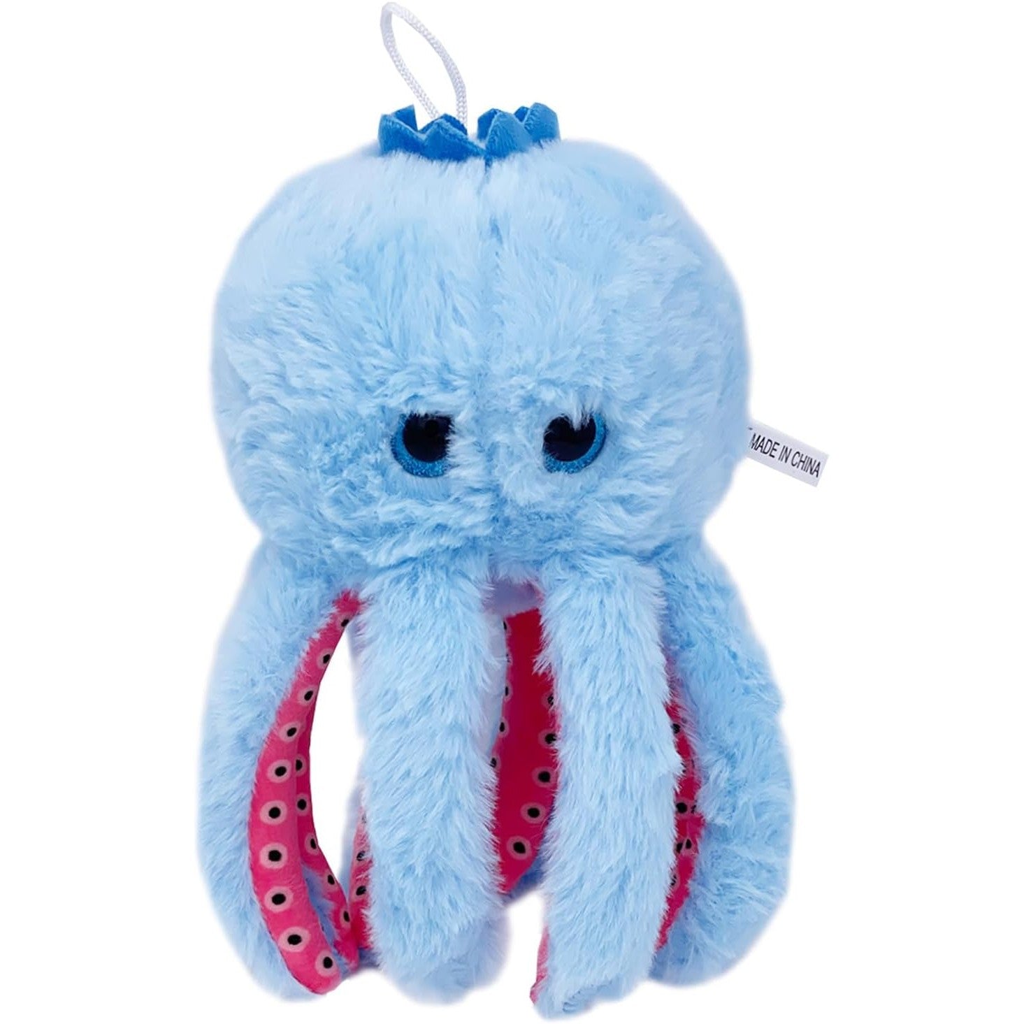 Jucarie Moale de Plus Italian Brainrot, Klevo, cu Agatatoare, Model Blueberrini Octopussini, Jucarie Moale pentru Copii, 13 x 22 cm, Albastru/Roz