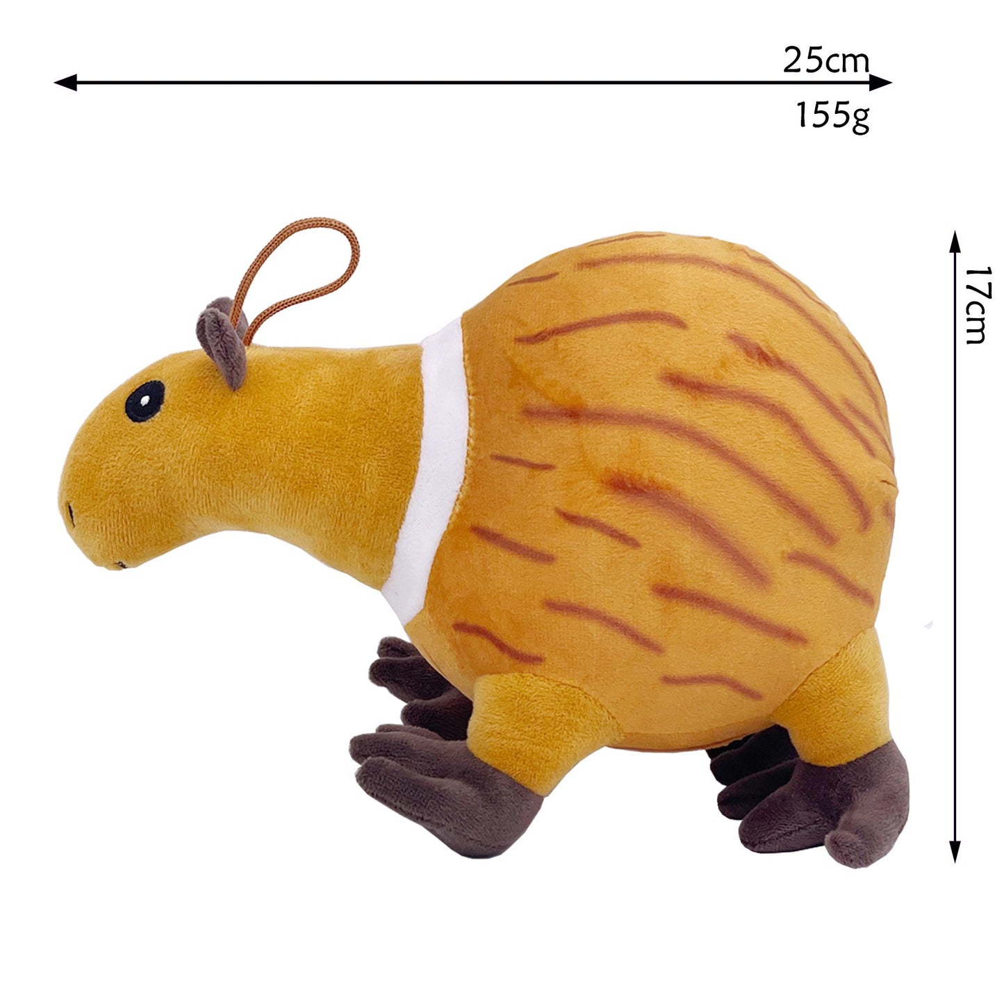Jucarie Moale de Plus Italian Brainrot, Klevo, cu Agatatoare, Model Guinea Pig Burbaloni Luliloli, Jucarie Moale pentru Copii, 25 x 17 cm, Maro deschis