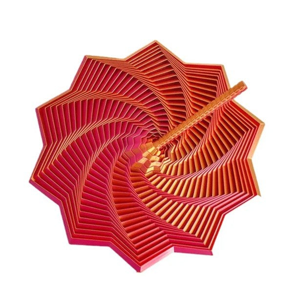 Jucarie Decompresie, Klevo, Model Stea 3D, DuoChrome, Maner Spirala, Turn Magic Geometric, Multiple Forme, Anti-stress, 11 cm, Rosu/Auriu