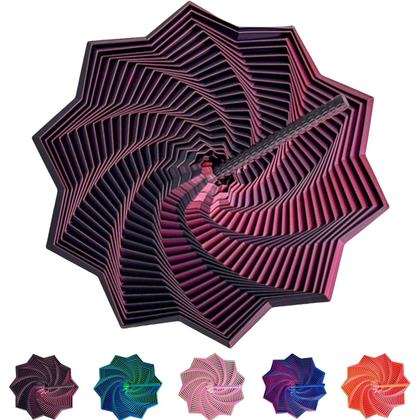 Jucarie Decompresie, Klevo, Model Stea 3D, DuoChrome, Maner Spirala, Turn Magic Geometric, Multiple Forme, Anti-stress, 8.6 cm, Negru/Rosu