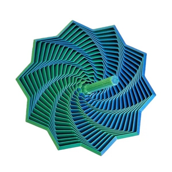 Jucarie Decompresie, Klevo, Model Stea 3D, DuoChrome, Maner Spirala, Turn Magic Geometric, Multiple Forme, Anti-stress, 8.6 cm, Verde/Albastru