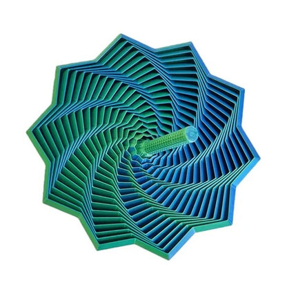 Jucarie Decompresie, Klevo, Model Stea 3D, DuoChrome, Maner Spirala, Turn Magic Geometric, Multiple Forme, Anti-stress, 11 cm, Verde/Albastru