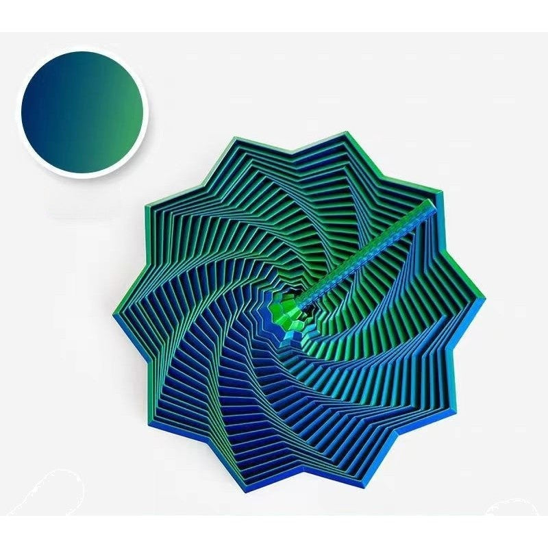 Jucarie Decompresie, Klevo, Model Stea 3D, DuoChrome, Maner Spirala, Turn Magic Geometric, Multiple Forme, Anti-stress, 11 cm, Verde/Albastru