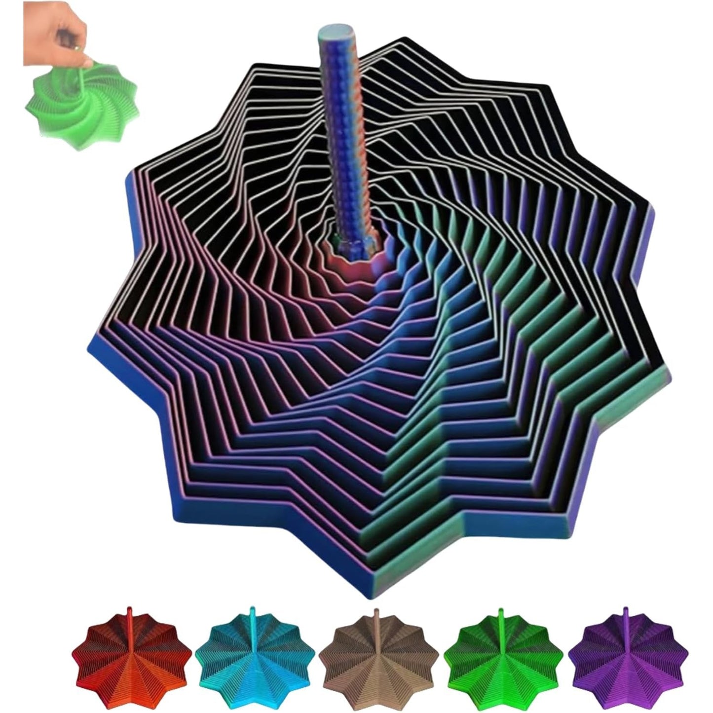 Jucarie Decompresie, Klevo, Model Stea 3D, DuoChrome, Maner Spirala, Turn Magic Geometric, Multiple Forme, Anti-stress, 17 cm, Albastru Rosu Verde