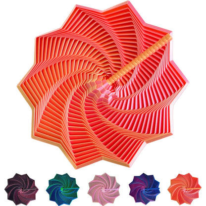 Jucarie Decompresie, Klevo, Model Stea 3D, DuoChrome, Maner Spirala, Turn Magic Geometric, Multiple Forme, Anti-stress, 17 cm, Rosu/Auriu