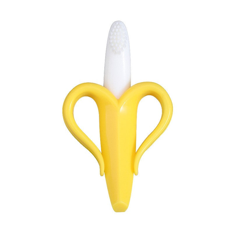 Jucarie dentitie bebelusi Klevo, banana, cu manere de prindere, material silicon non-toxic, fara miros, 10.5x5.9 cm, galben