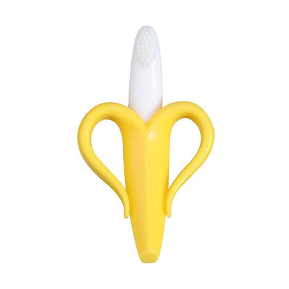 Jucarie dentitie bebelusi Klevo, banana, cu manere de prindere, material silicon non-toxic, fara miros, 10.5x5.9 cm, galben