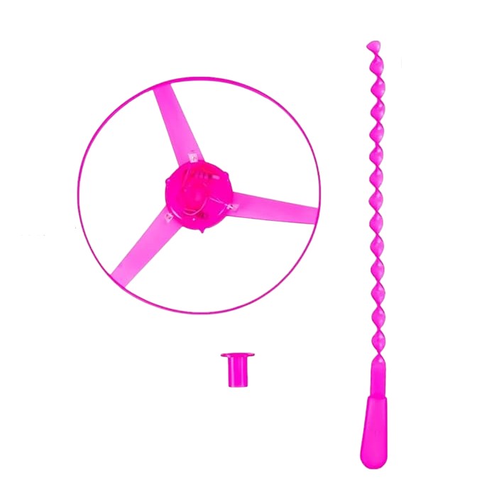 Jucarie Disc Zburator, Distractiv pentru Copii, Klevo, Aruncator Manual din Plastic, cu Lumini, Roz