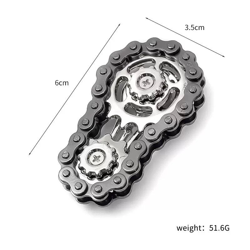 Jucarie Fidget Spinner Premium Anti Stres, Klevo, Giroscop din Aliaj, Jucarie din Metal de decompresie, forma Lant de Angrenaj de Bicicleta, 6 x 3.5 cm, Negru