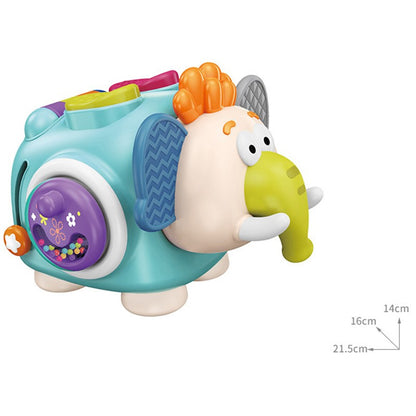 Jucarie interactiva Montessori, Klevo, Jucarie pentru Bebelusi, Model Elefant Dragut, din Plastic rezistent, Varsta 18+ luni, 21 x 16 x 14 cm, Verde deschis