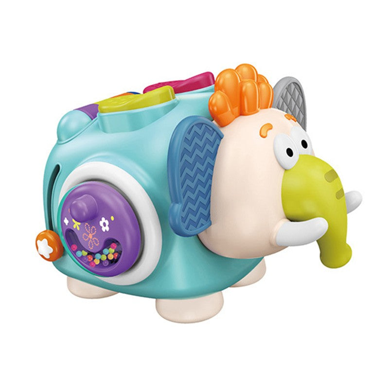 Jucarie interactiva Montessori, Klevo, Jucarie pentru Bebelusi, Model Elefant Dragut, din Plastic rezistent, Varsta 18+ luni, 21 x 16 x 14 cm, Verde deschis
