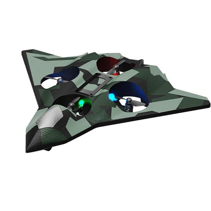 Avion de Lupta cu Telecomanda, Klevo, Tip Drona, din EVA (Spuma), cu Telecomanda, Incarcare USB, 2.4 GHz, Rotire 360°, Zbor pana la 100 m, LED, 24 x 25.5 x 4.2 cm, Model Army, Verde